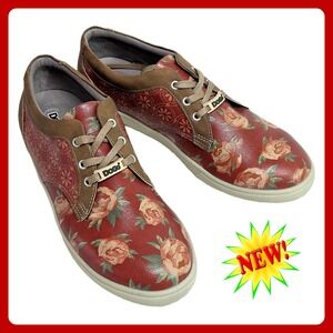 DOGO Floral Rose Low Top Sneakers Womens US 8 EU 41 Boho Vegan‎ Leather Shoes